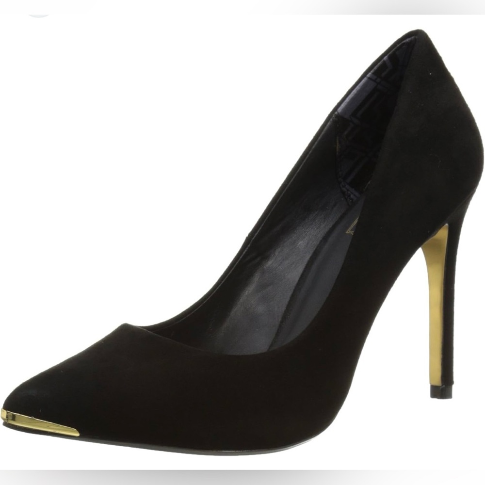 Ted Baker Black Pointy Heels W/ Gold Accent, Sz 37